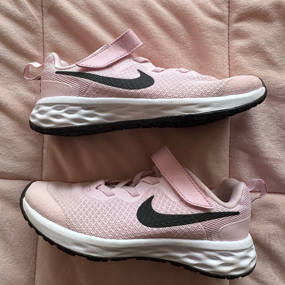 Nike Pink and Black Sneakers with Velcro Closure